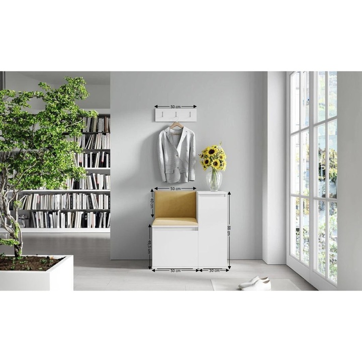 Cuier Hol Max 30 Culoare Galben cu Alb 80x88x40 cm