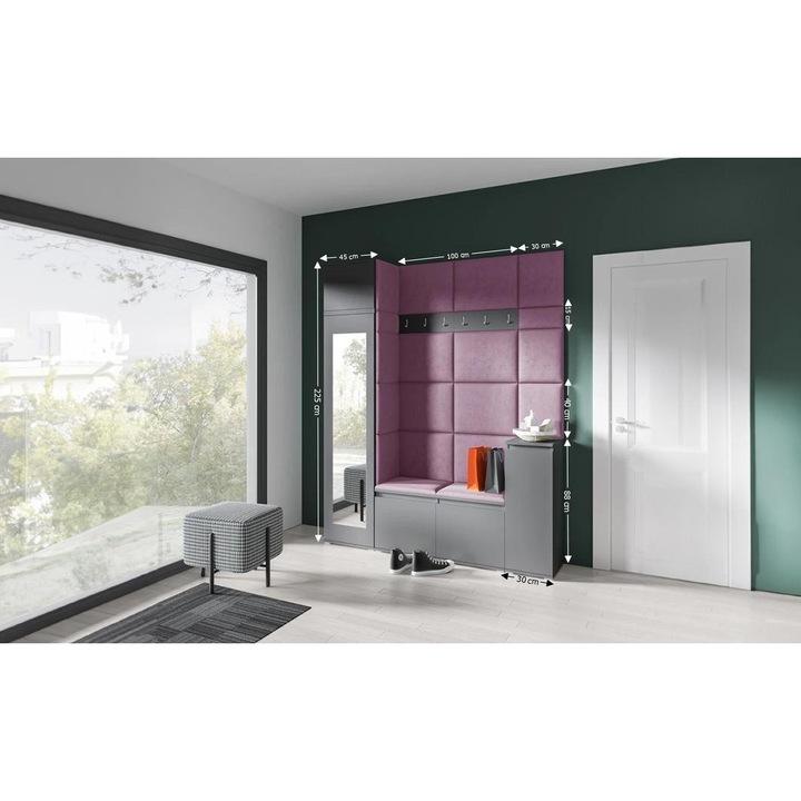 Cuier Hol Max 29 Culoare Mov cu Grafit 175x225x40 cm