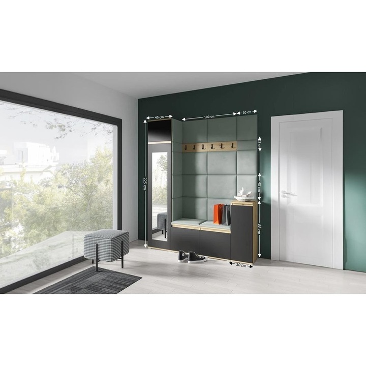 Cuier Hol Max 29 Culoare Verde menta cu Artisan 175x225x40 cm