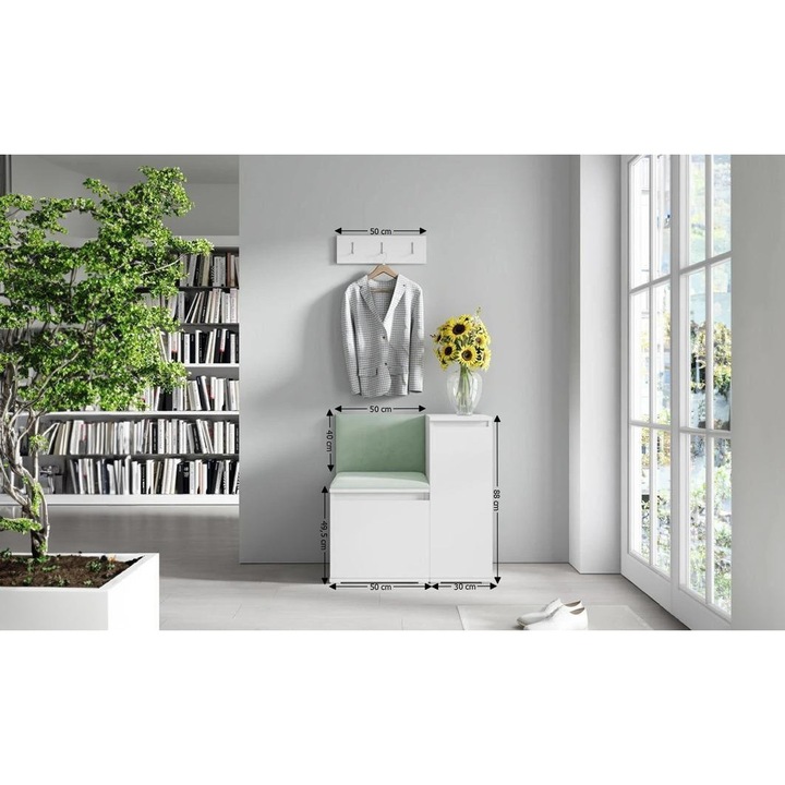 Cuier Hol Max 30 Culoare Verde menta cu Alb 80x88x40 cm