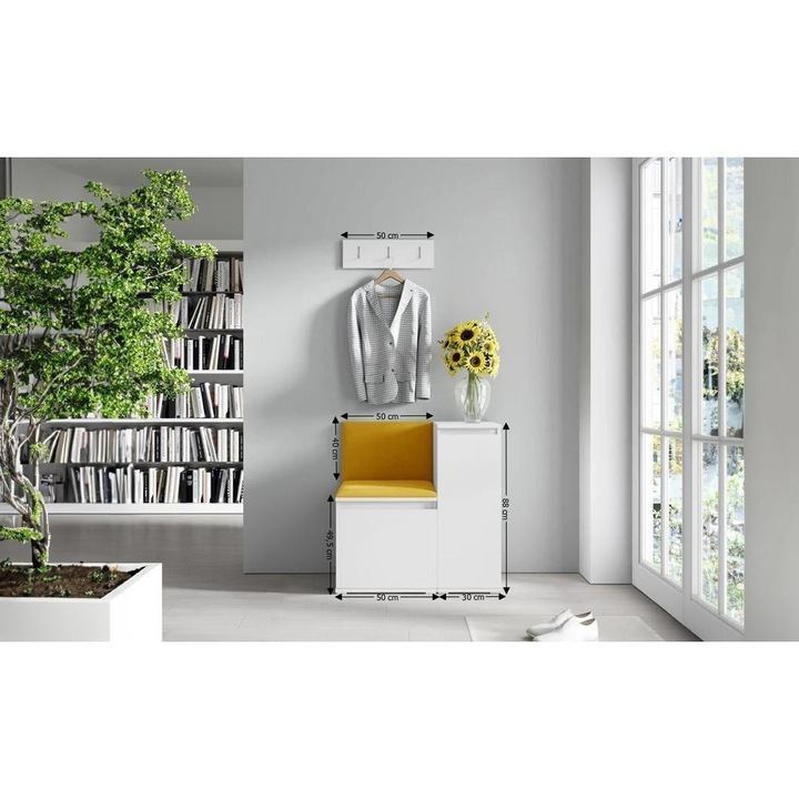 Cuier Hol Max 30 Culoare Galben mustar cu Alb 80x88x40 cm