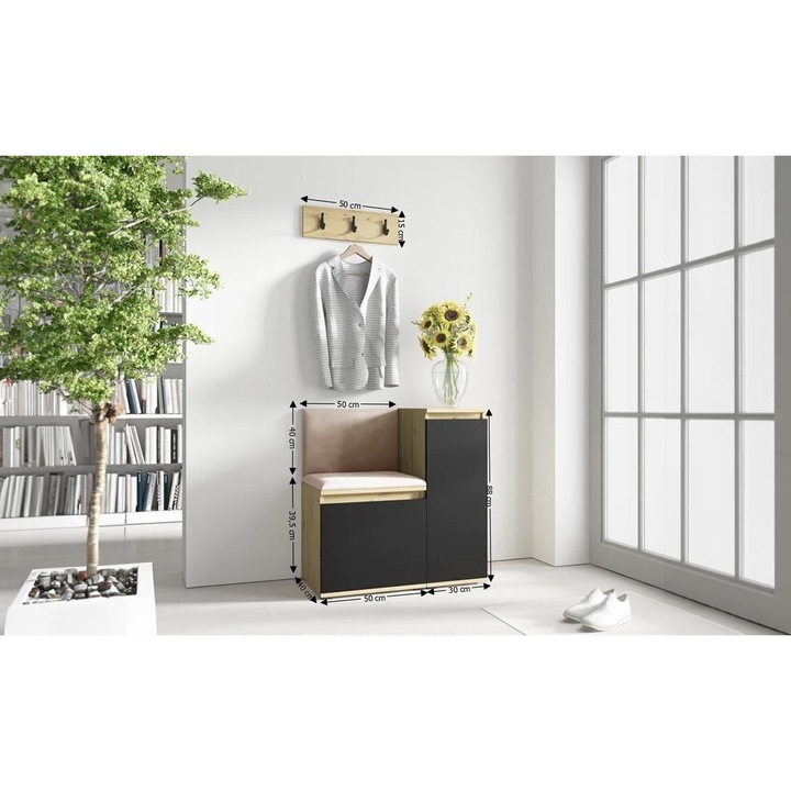 Cuier Hol Max 30 Culoare Bej inchis cu Artisan 80x169.5x40 cm