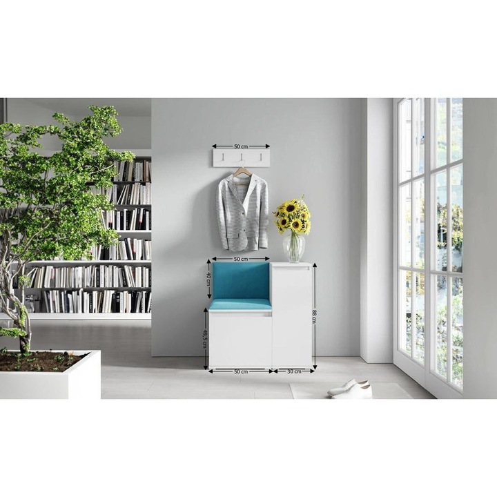 Cuier Hol Max 30 Culoare Albastru deshcis cu Alb 80x88x40 cm