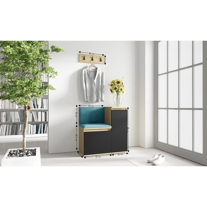 Cuier Hol Max 30 Culoare Albastru deshcis cu Artisan 80x88x40 cm