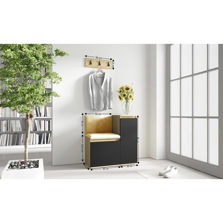 Cuier Hol Max 30 Culoare Galben cu Artisan 80x169.5x40 cm