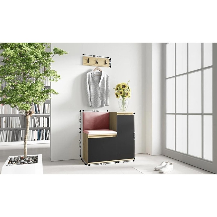 Cuier Hol Max 30 Culoare Rose cu Artisan 80x169.5x40 cm