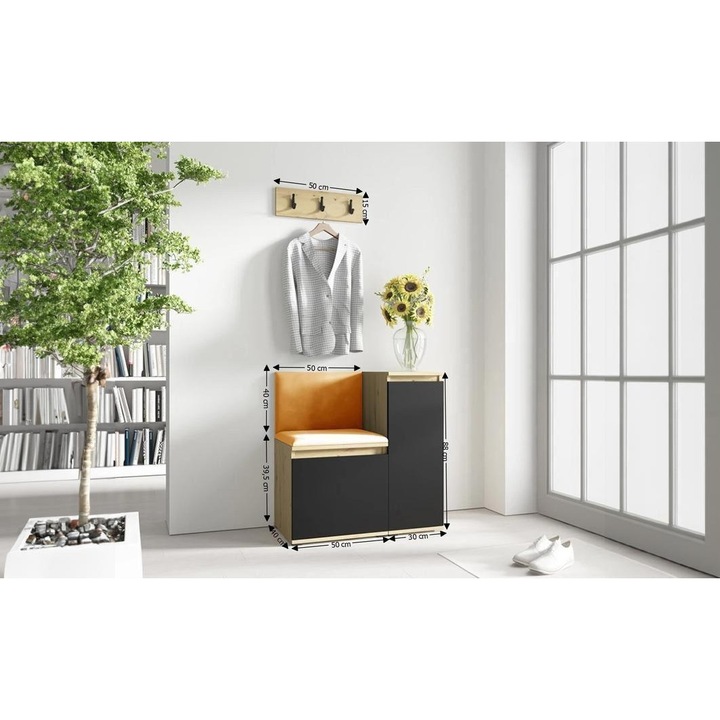 Cuier Hol Max 30 Culoare Galben mustar cu Artisan 80x169.5x40 cm