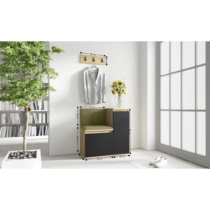 Cuier Hol Max 30 Culoare Verde iarba cu Artisan 80x169.5x40 cm