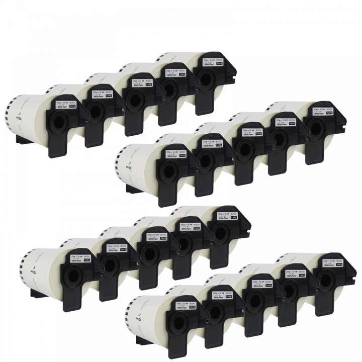 Kit de 20 Role Etichete Adezive DK22243 Alb, Continua 102mmX30, 48m Suport Plastic Inclus, Compatibile Brother P-Touch QL 1000 Series / QL 1050 / QL 1050 N / QL 1060 N