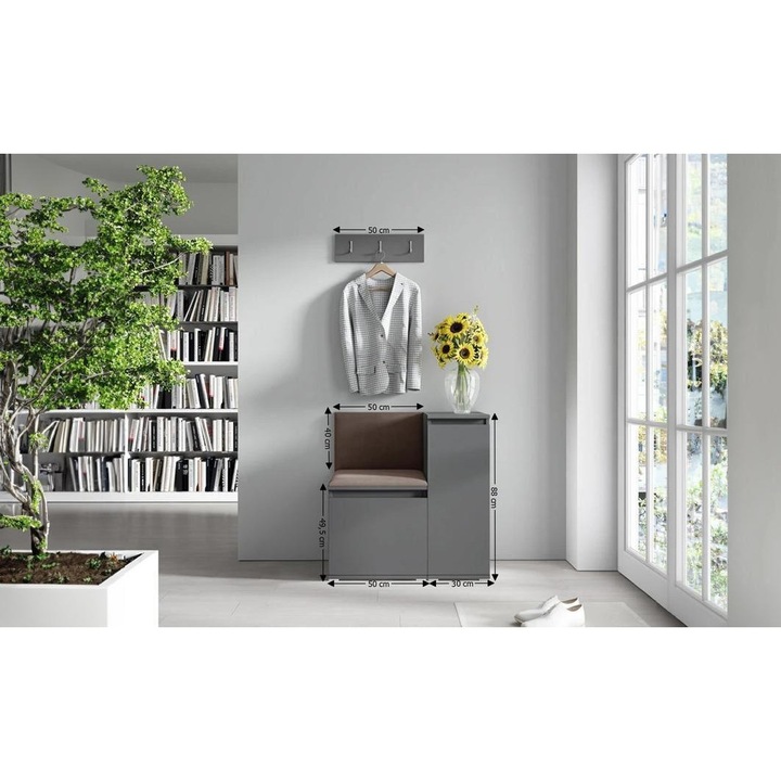 Cuier Hol Max 30 Culoare Maro inchis cu Grafit 80x88x40 cm