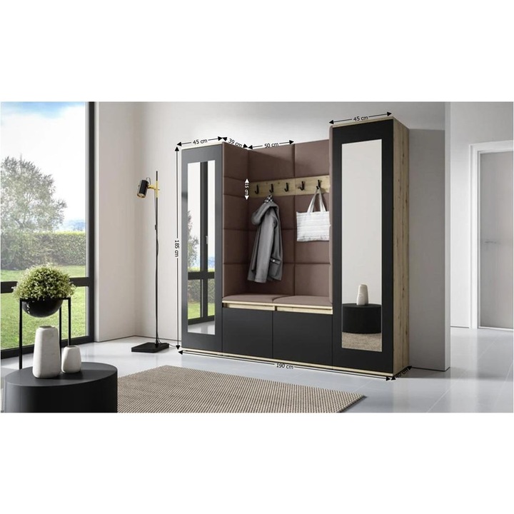 Cuier Hol Max 31 Culoare Maro cafeniu cu Artisan 190x185x40 cm