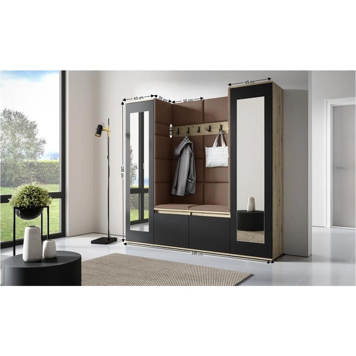 Cuier Hol Max 31 Culoare Maro cu Artisan 190x185x40 cm