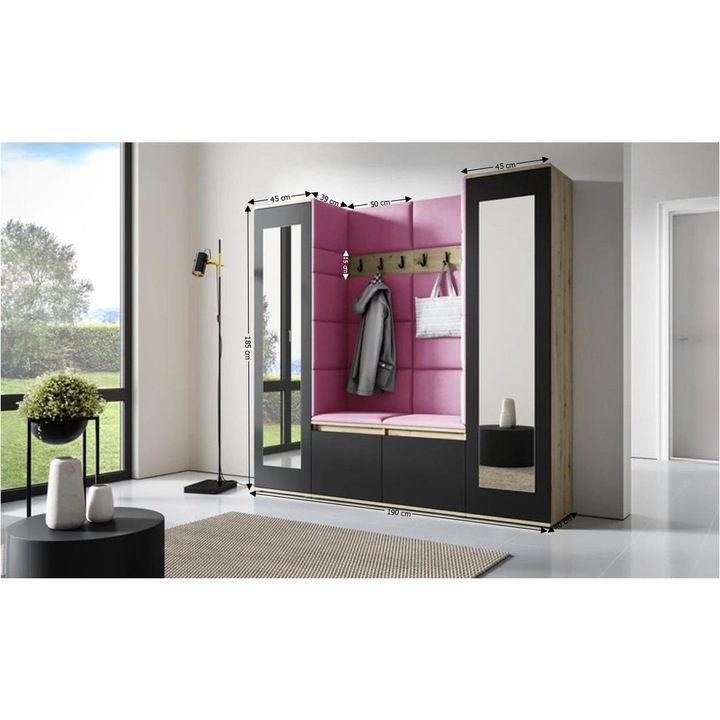 Cuier Hol Max 31 Culoare Roz cu Artisan 190x185x40 cm