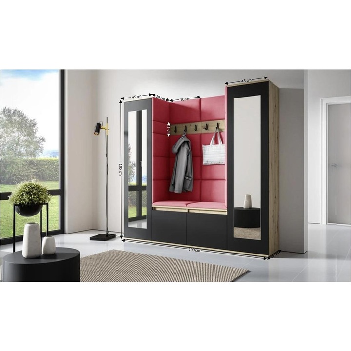 Cuier Hol Max 31 Culoare Rosus cu Artisan 190x185x40 cm