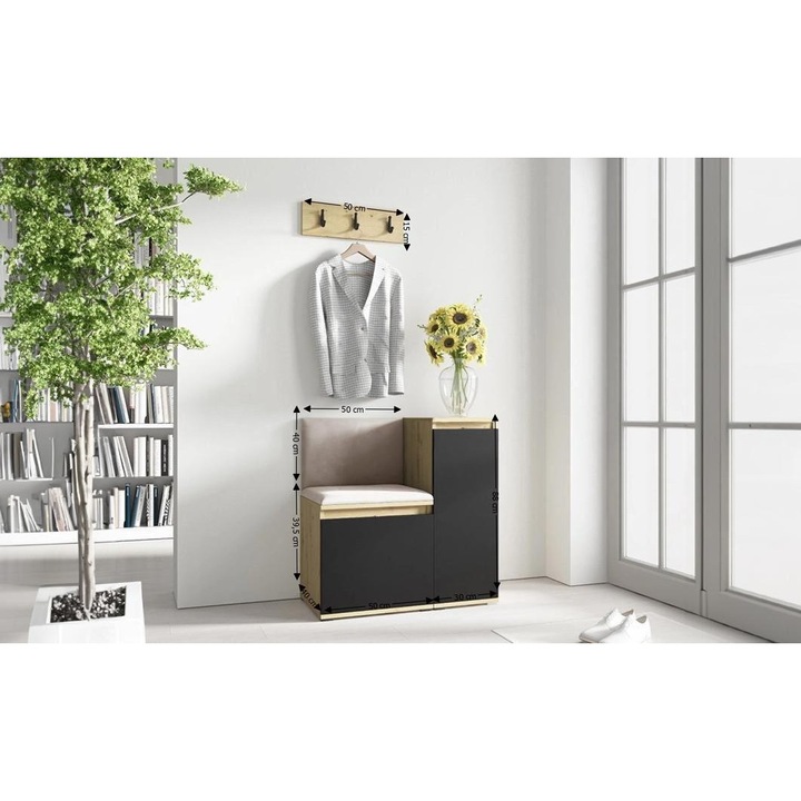 Cuier Hol Max 30 Culoare Gri antracit deschis cu Artisan 80x169.5x40 cm