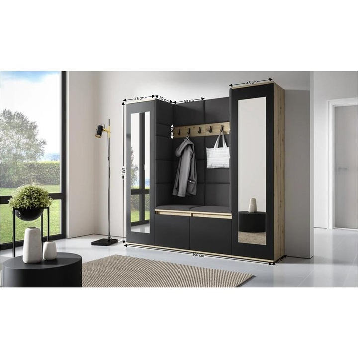 Cuier Hol Max 31 Culoare Gri grafit cu Artisan 190x185x40 cm