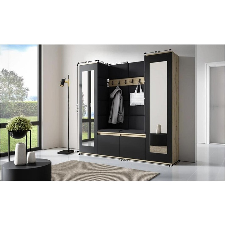 Cuier Hol Max 31 Culoare Negru cu Artisan 190x185x40 cm