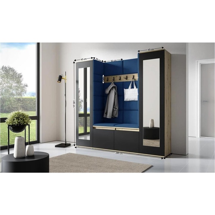 Cuier Hol Max 31 Culoare Albastru cu Artisan 190x185x40 cm