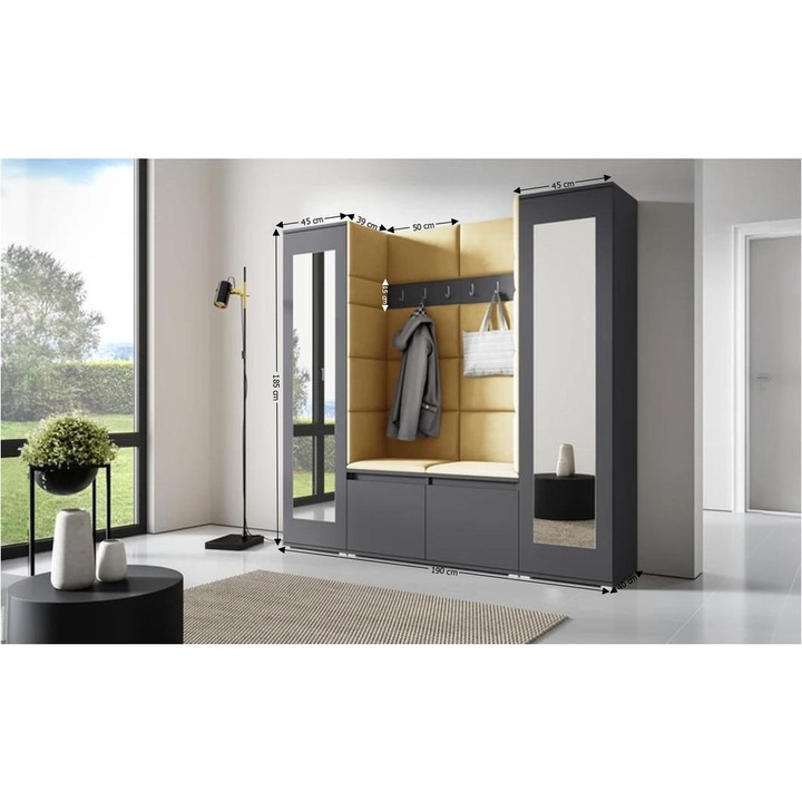 Cuier Hol Max 31 Culoare Galben cu Grafit 100x185x40 cm