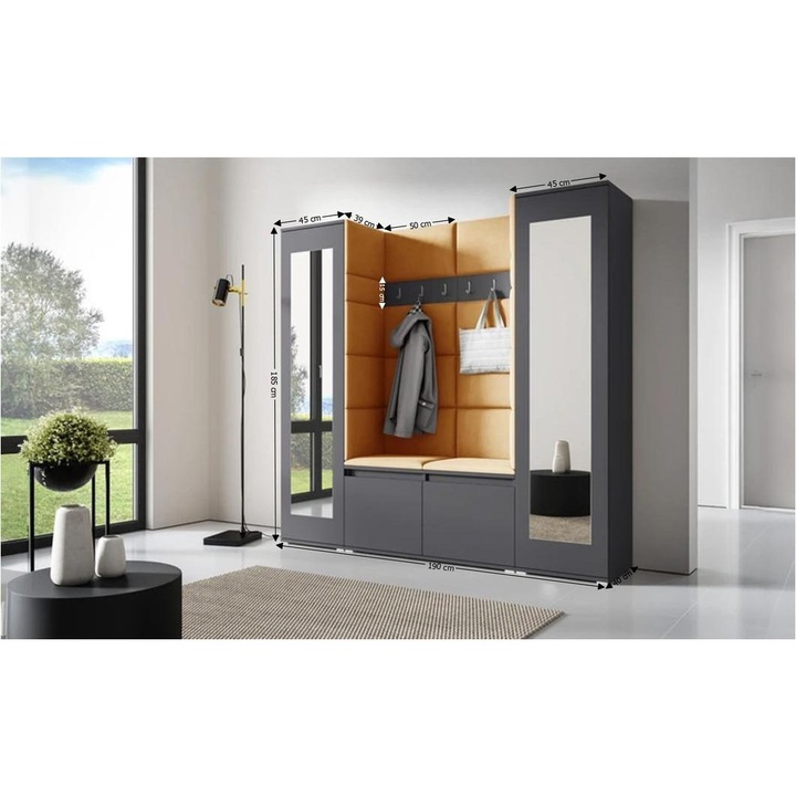 Cuier Hol Max 31 Culoare Galben mustar cu Grafit 100x185x40 cm