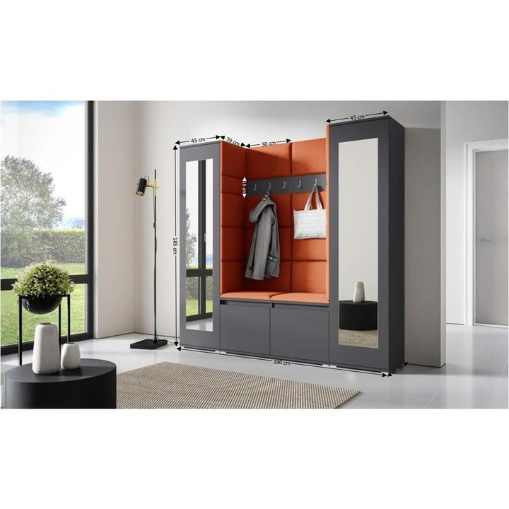 Cuier Hol Max 31 Culoare Bronz cu Grafit 100x185x40 cm