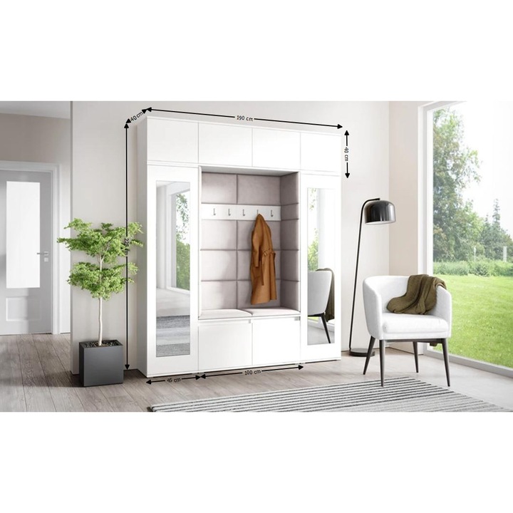 Cuier Hol Max 32 Culoare Crem cu Alb 190x225x40 cm