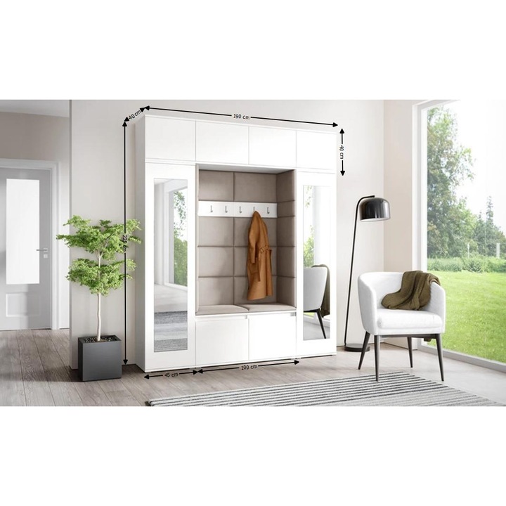 Cuier Hol Max 32 Culoare Gri antracit deschis cu Alb 190x225x40 cm