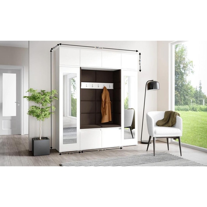 Cuier Hol Max 32 Culoare Maro inchis cu Alb 190x225x40 cm