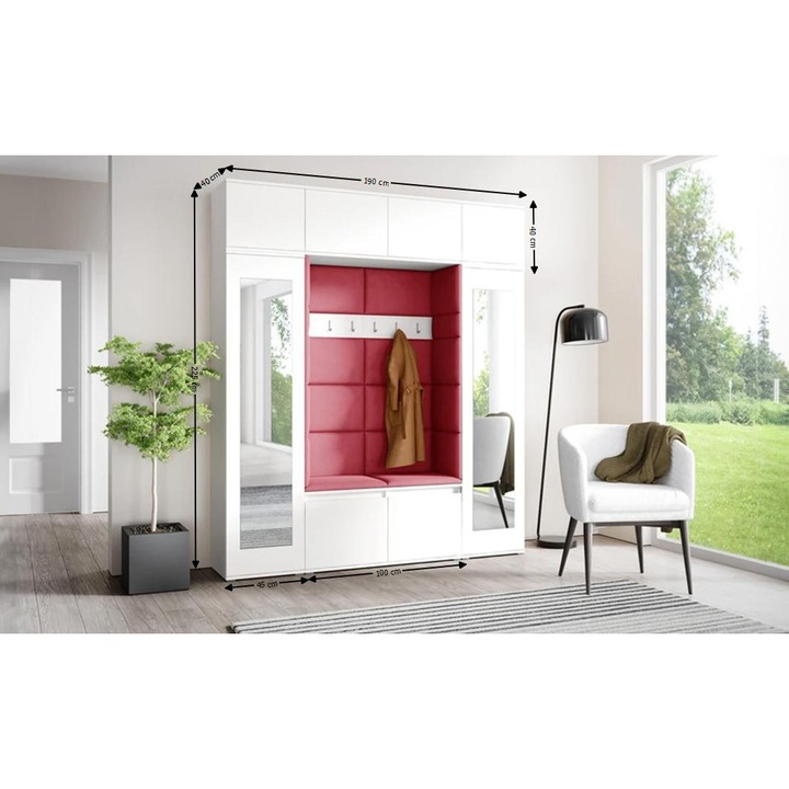 Cuier Hol Max 32 Culoare Rosus cu Alb 190x225x40 cm