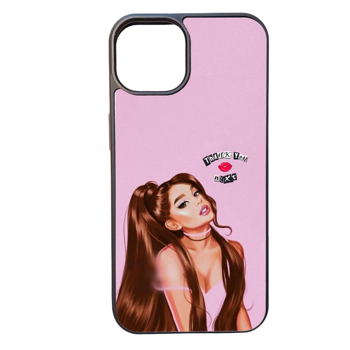 Husa telefon, silicone, neagra, pentru Iphone 13, set Ariana Grande no3 Thank you next
