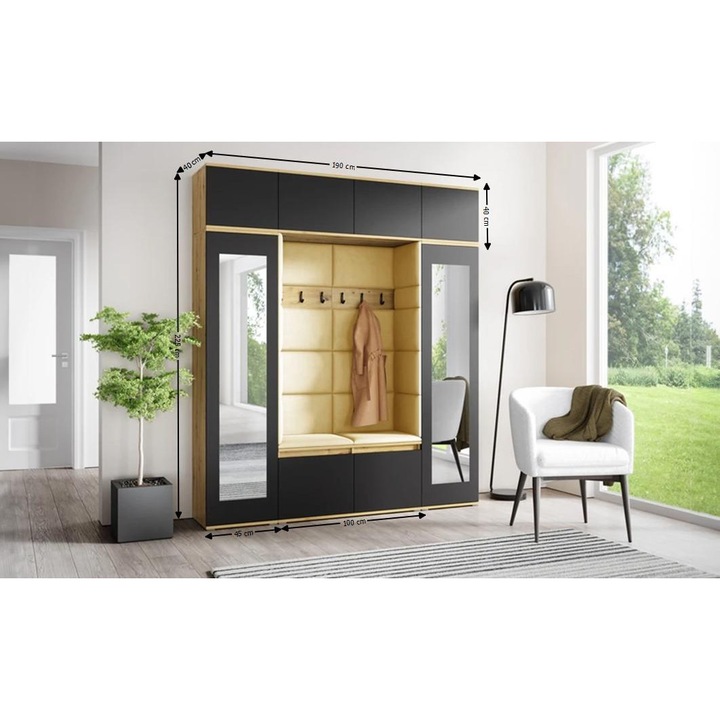 Cuier Hol Max 32 Culoare Galben cu Artisan 190x225x40 cm