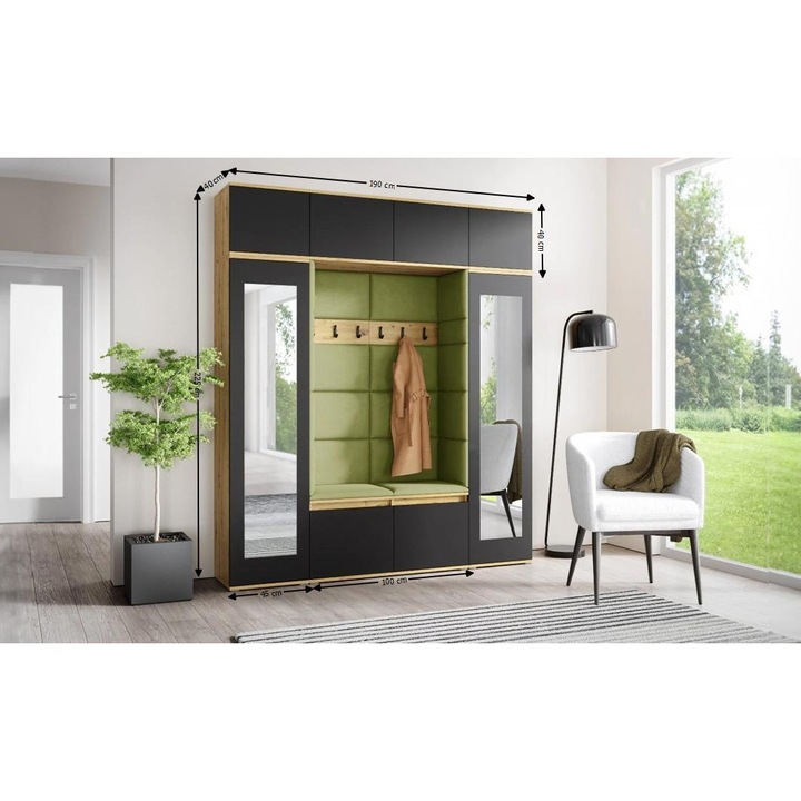 Cuier Hol Max 32 Culoare Verde cu Artisan 190x225x40 cm