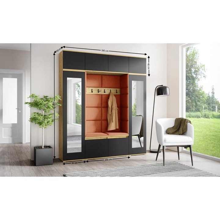 Cuier Hol Max 32 Culoare Bronz cu Artisan 190x225x40 cm