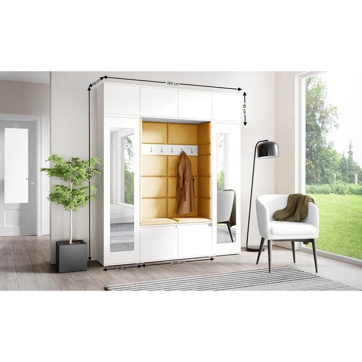 Cuier Hol Max 32 Culoare Galben mustar cu Alb 190x225x40 cm