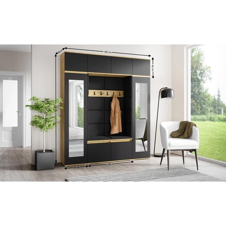 Cuier Hol Max 32 Culoare Negru cu Artisan 190x225x40 cm