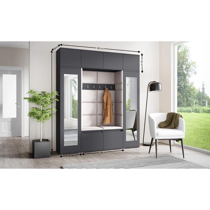 Cuier Hol Max 32 Culoare Crem cu Grafit 190x225x40 cm