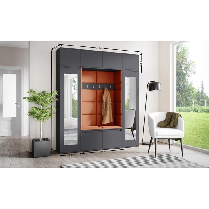 Cuier Hol Max 32 Culoare Bronz cu Grafit 190x225x40 cm