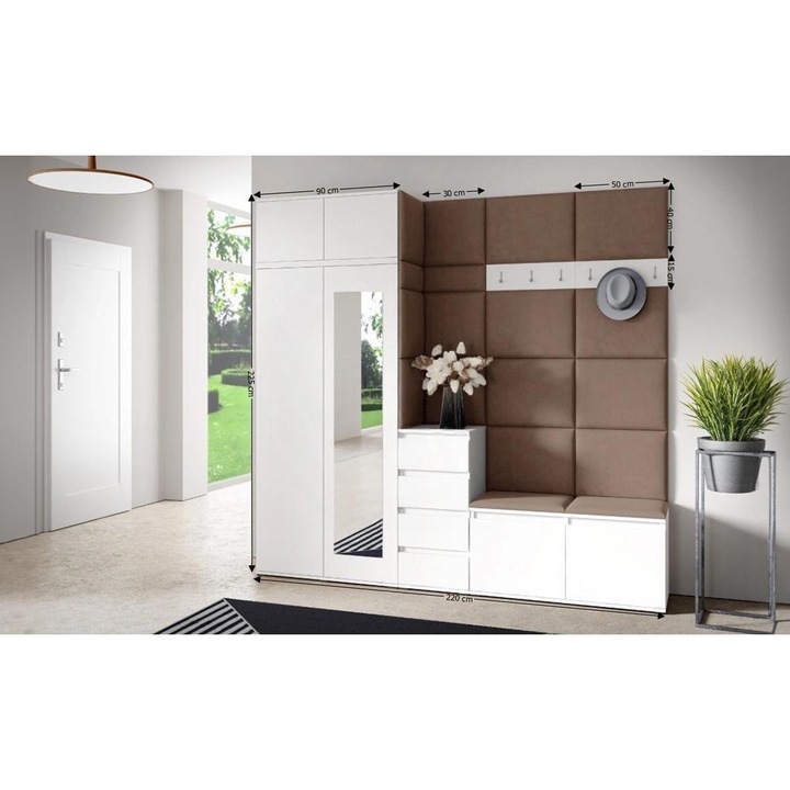 Cuier Hol Max 33 Culoare Maro cu Alb 220x225x40 cm