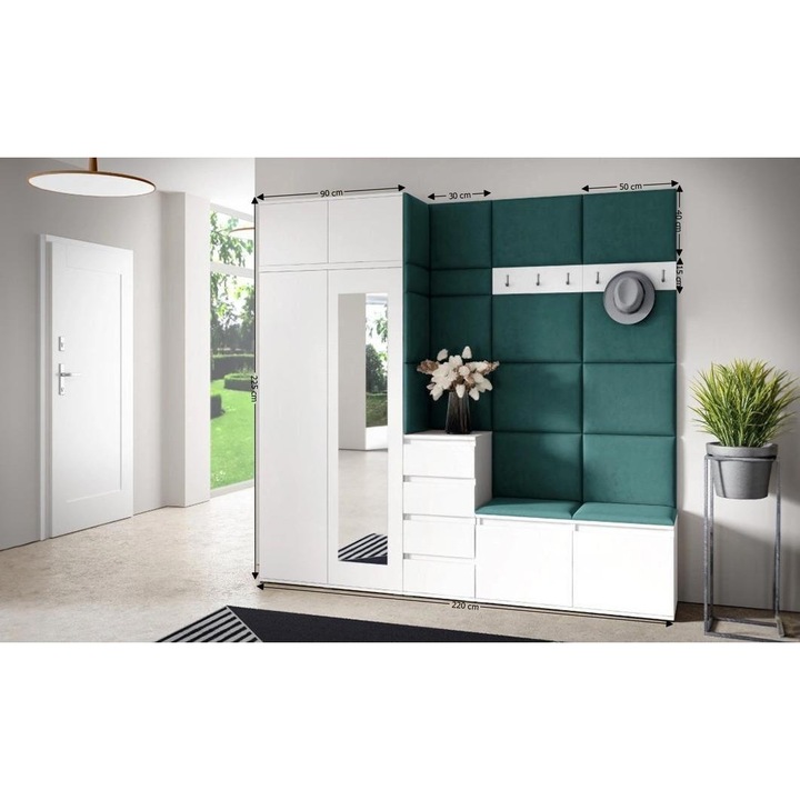 Cuier Hol Max 33 Culoare Verde inchis cu Alb 220x225x40 cm
