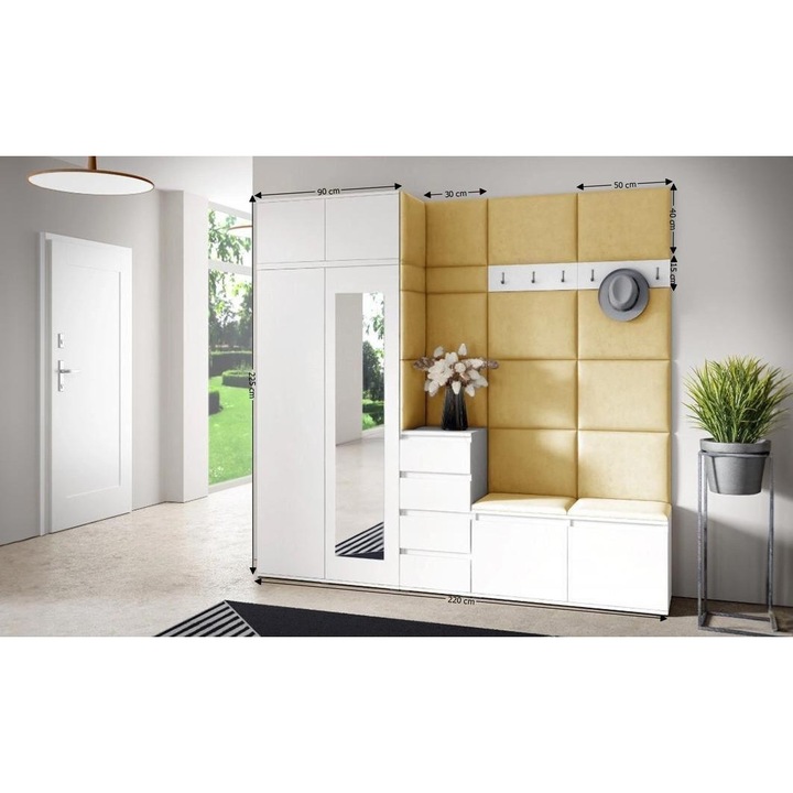 Cuier Hol Max 33 Culoare Galben cu Alb 220x225x40 cm