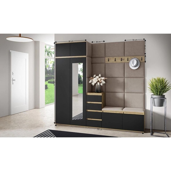 Cuier Hol Max 33 Culoare Gri antracit cu Artisan 220x225x40 cm