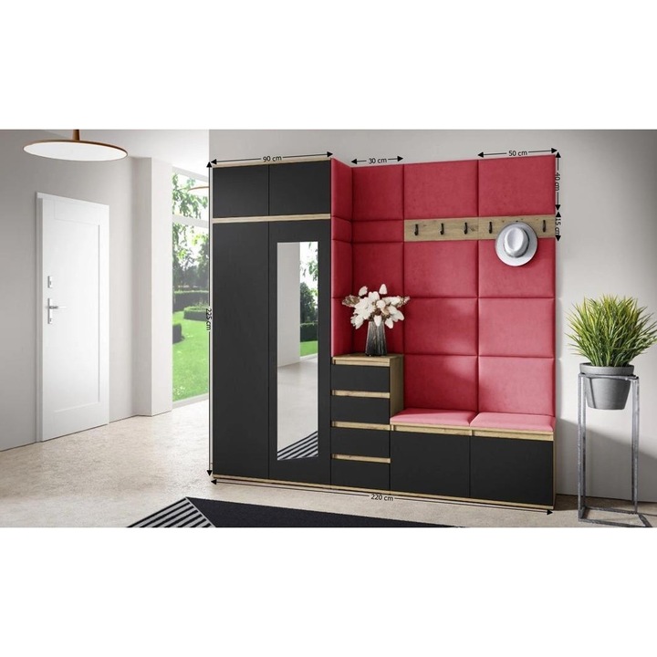 Cuier Hol Max 33 Culoare Rosus cu Artisan 220x225x40 cm