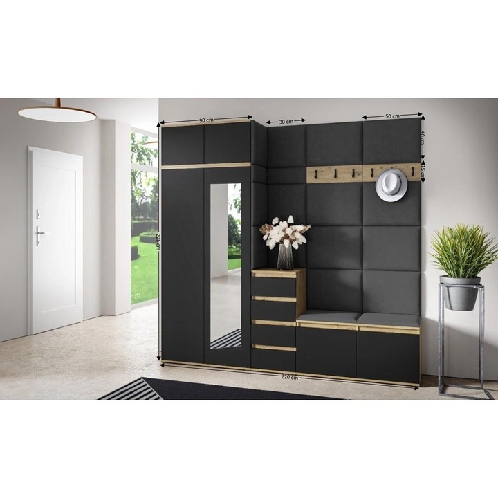 Cuier Hol Max 33 Culoare Gri grafit cu Artisan 220x225x40 cm