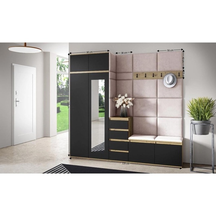 Cuier Hol Max 33 Culoare Roz pal cu Artisan 220x225x40 cm