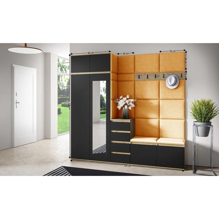 Cuier Hol Max 33 Culoare Galben mustar cu Artisan 220x225x40 cm