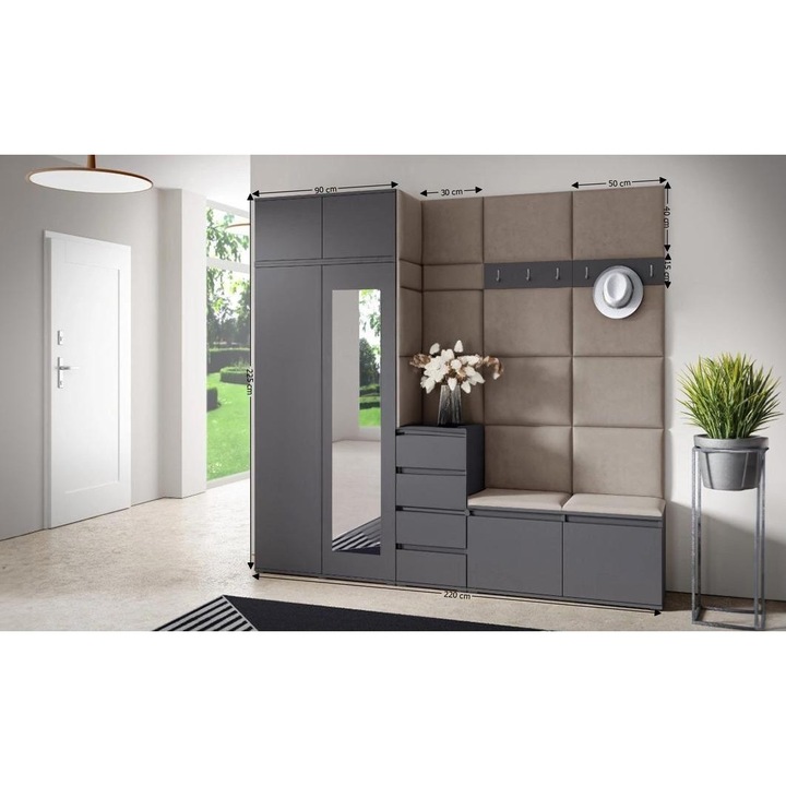 Cuier Hol Max 33 Culoare Gri antracit cu Grafit 220x225x40 cm