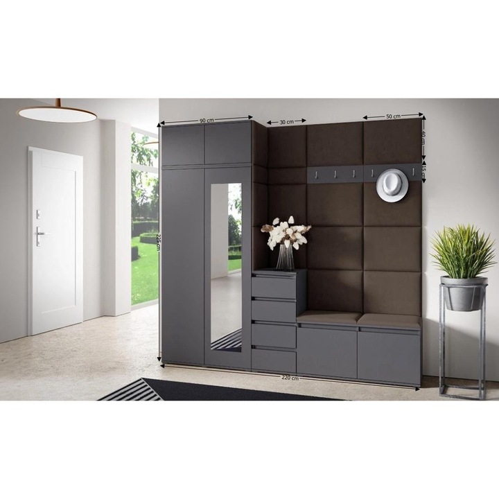 Cuier Hol Max 33 Culoare Maro inchis cu Grafit 220x225x40 cm