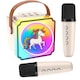 Boxa Karaoke pentru Copii cu 2 Microfoane Wireless, Lumini RGB, Bluetooth 5.3, Efecte Vocale Amuzante, Compatibilitate universala, Crem, PacFullTech
