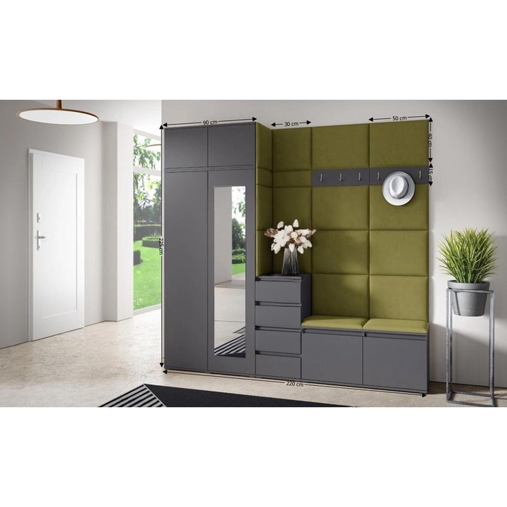 Cuier Hol Max 33 Culoare Verde iarba cu Grafit 220x225x40 cm