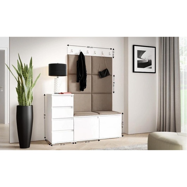 Cuier Hol Max 34 Culoare Gri antracit cu Alb 130x185x40 cm